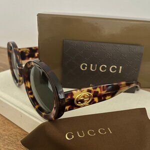 Vintage Gucci GG Italy 2410/S Amber Tortoise Sunglasses Oval/Round 49*22*135